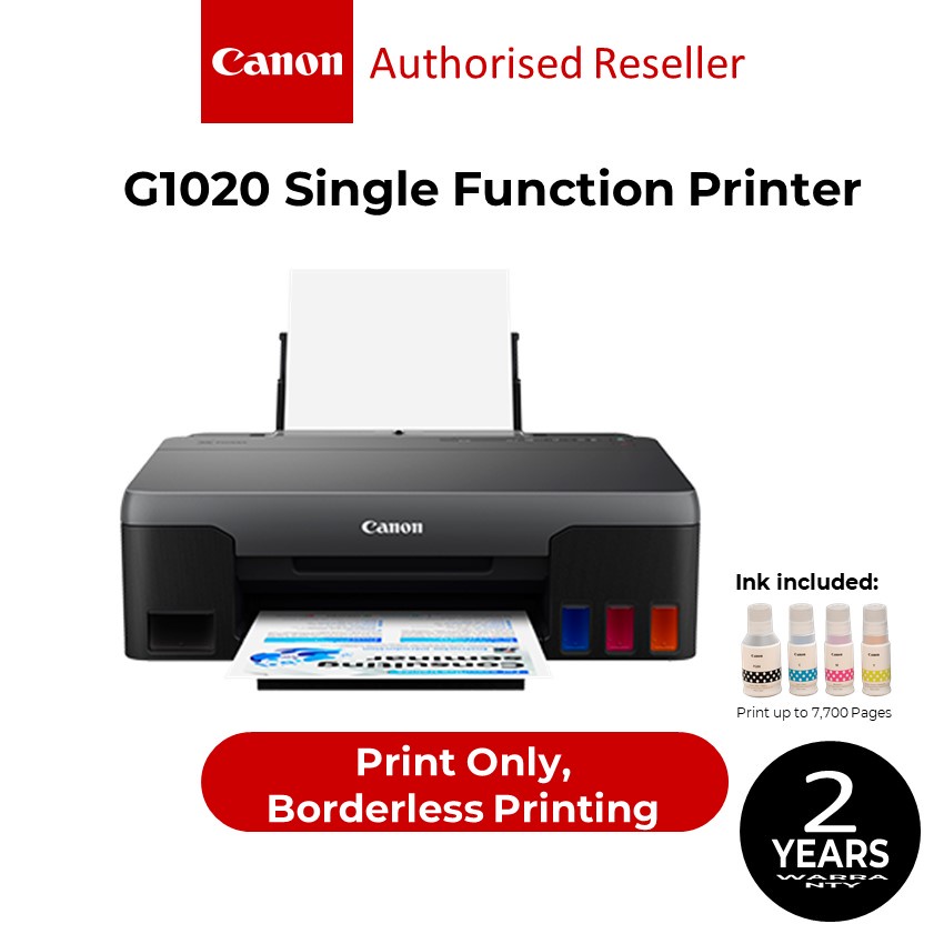 CANON Pixma G1020 Refillable Ink Printer Print Only / Color Printer / Borderless Printing