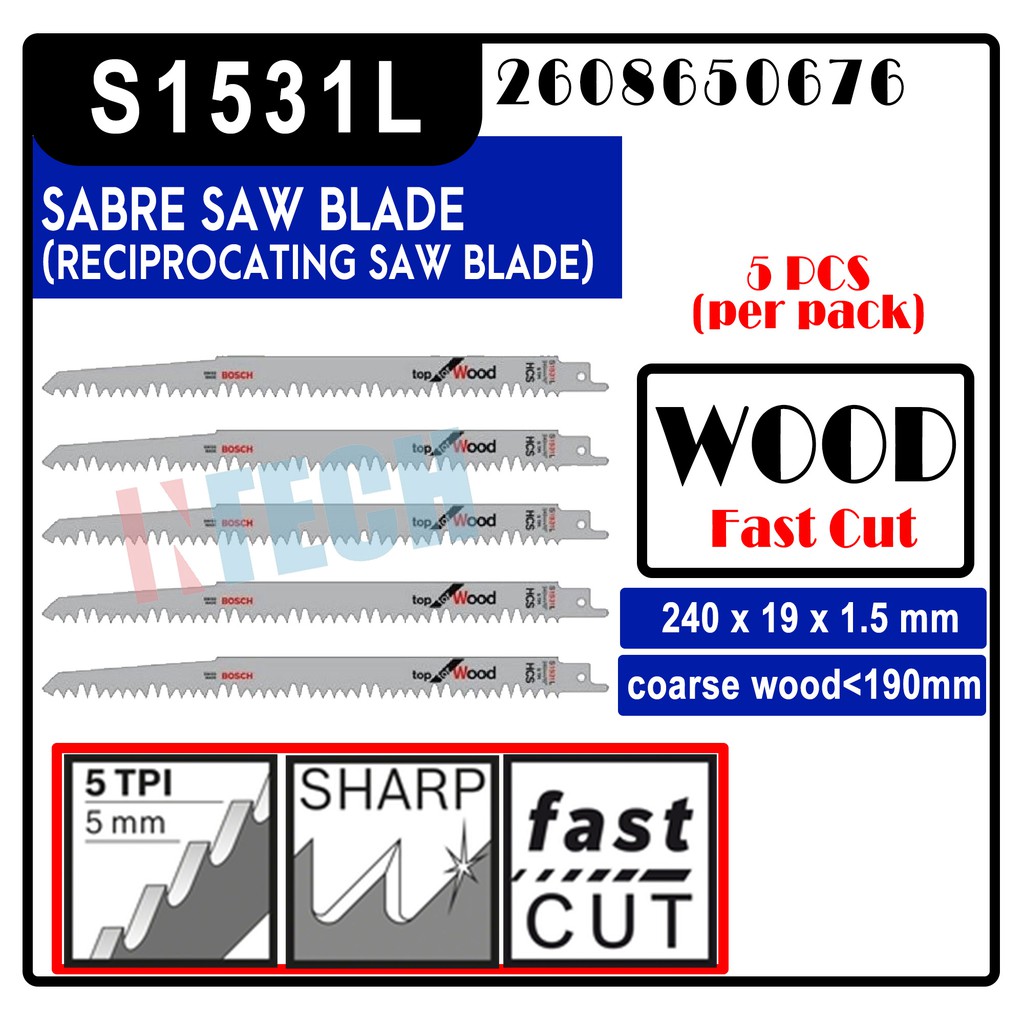 Bosch S1531L sabresaw blade / reciprocating saw blade Top for Wood