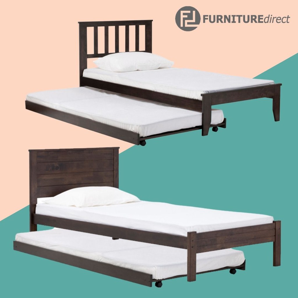 Furniture Direct single size solid Wood pull out bed/ katil single kayu