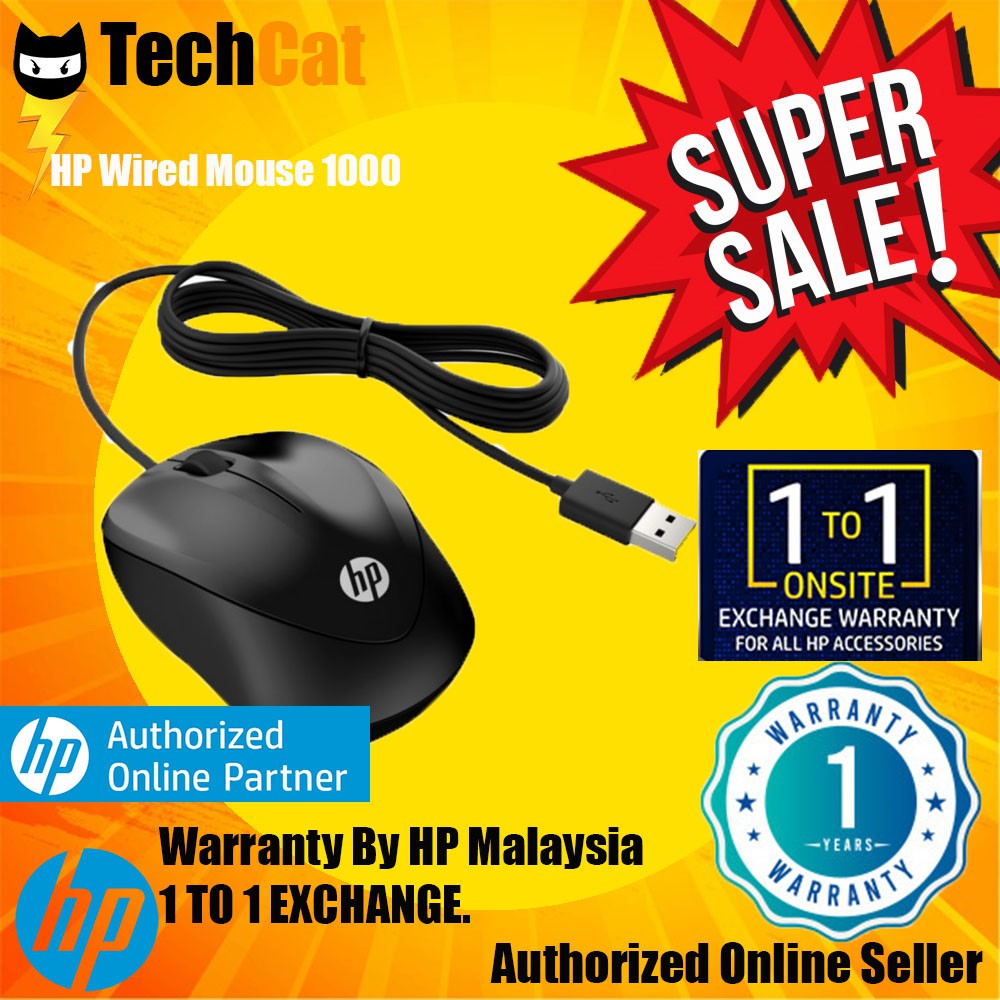 HP Wired Mouse 1000 (4QM14AA) Shopee Malaysia