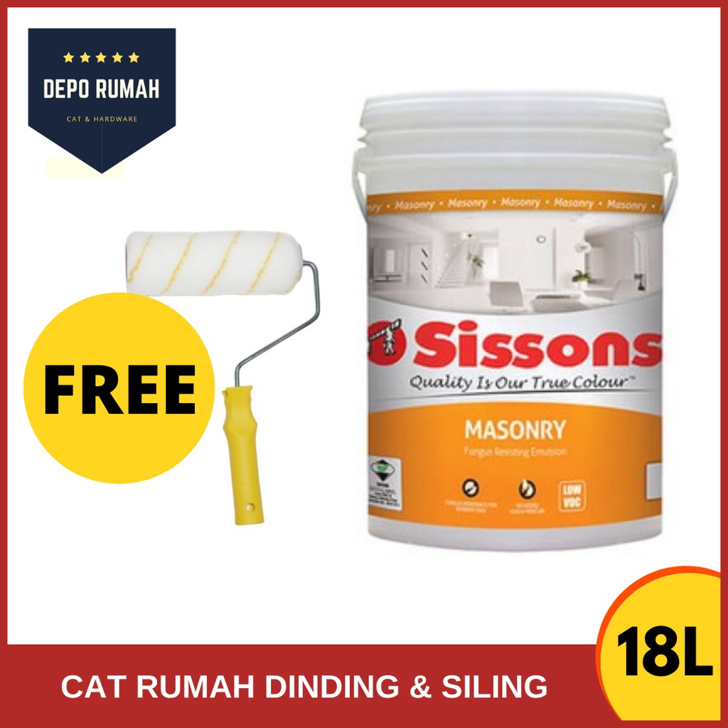 [FREE Roller] 18Litre Sissons Masonry Emulsion Paint 9102 Super White