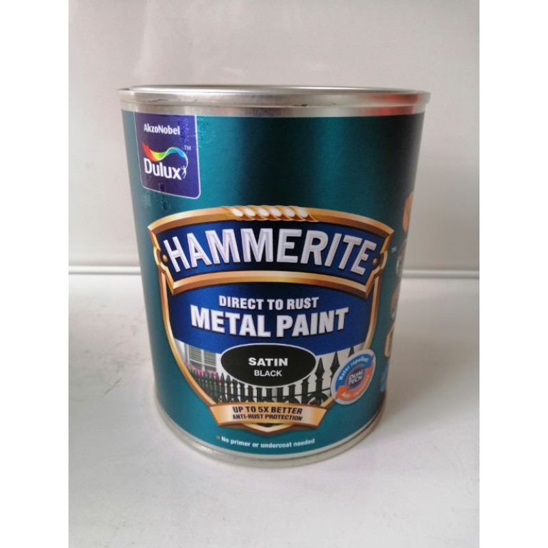 Dulux hammerite Direct to Rust Metal Paint Satin Finish black & white