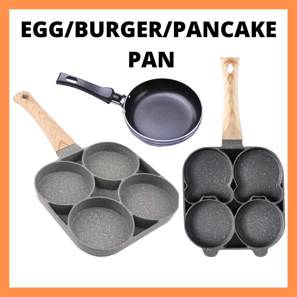 Egg Pan Non Stick Kuali Burger Pan Kuali Goreng Telur Empat Lubang