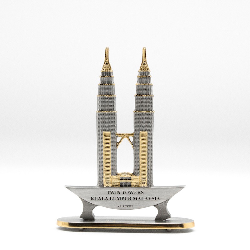 KL Pewter [473G] Twin Towers (Gold) (M) Twin Towers Figurine Shopee