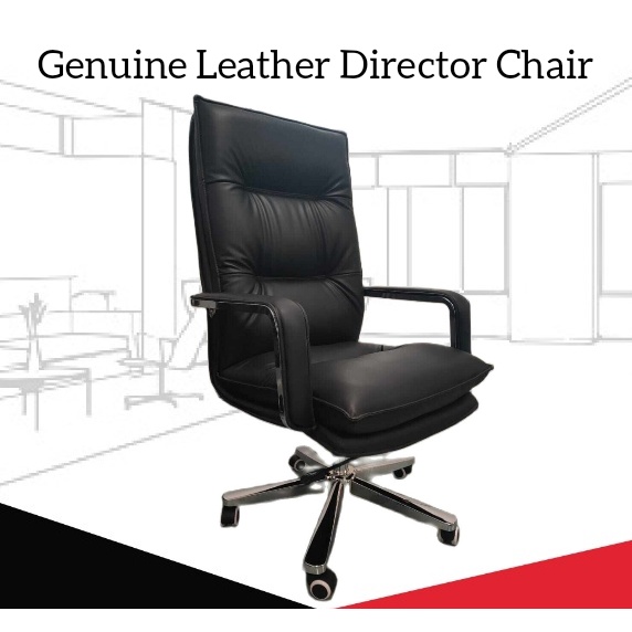 (READY STOCK) Office Chair Director Full Genuine Leather Ergonomic