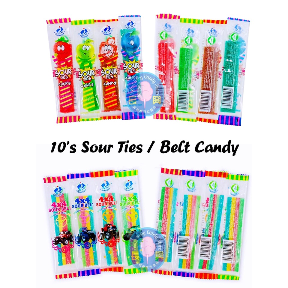 (10pcs) Sour Ties Sour / Sour Belt Candy assorted fruit flavour