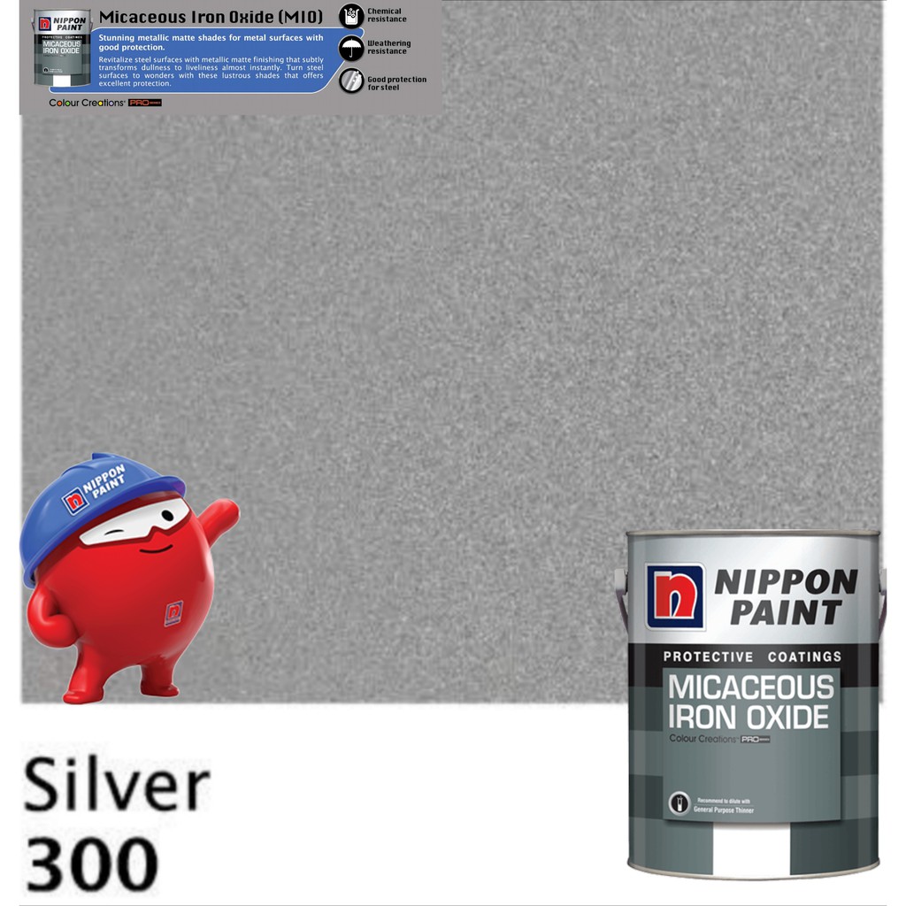 SINAR NIPPON 5 LITER 300 SILVER MATT METAL PAINT Micaceous Iron Oxide