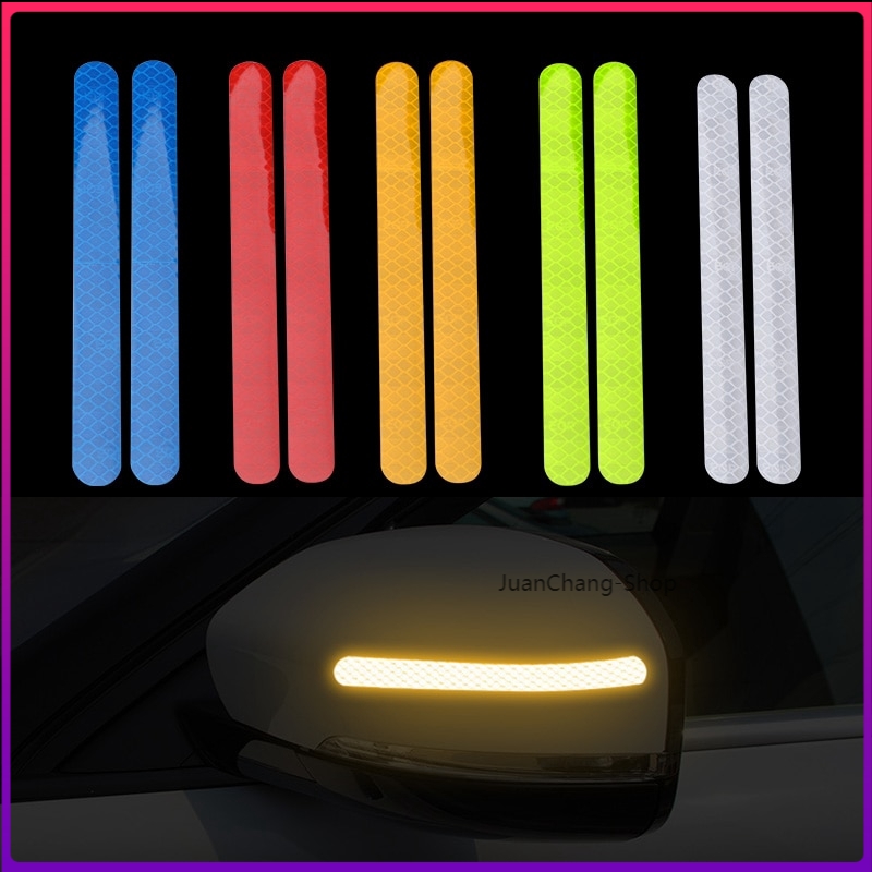 2Pcs Reflectante Car Stickers Reflector Rearview Mirror Reflective Tape