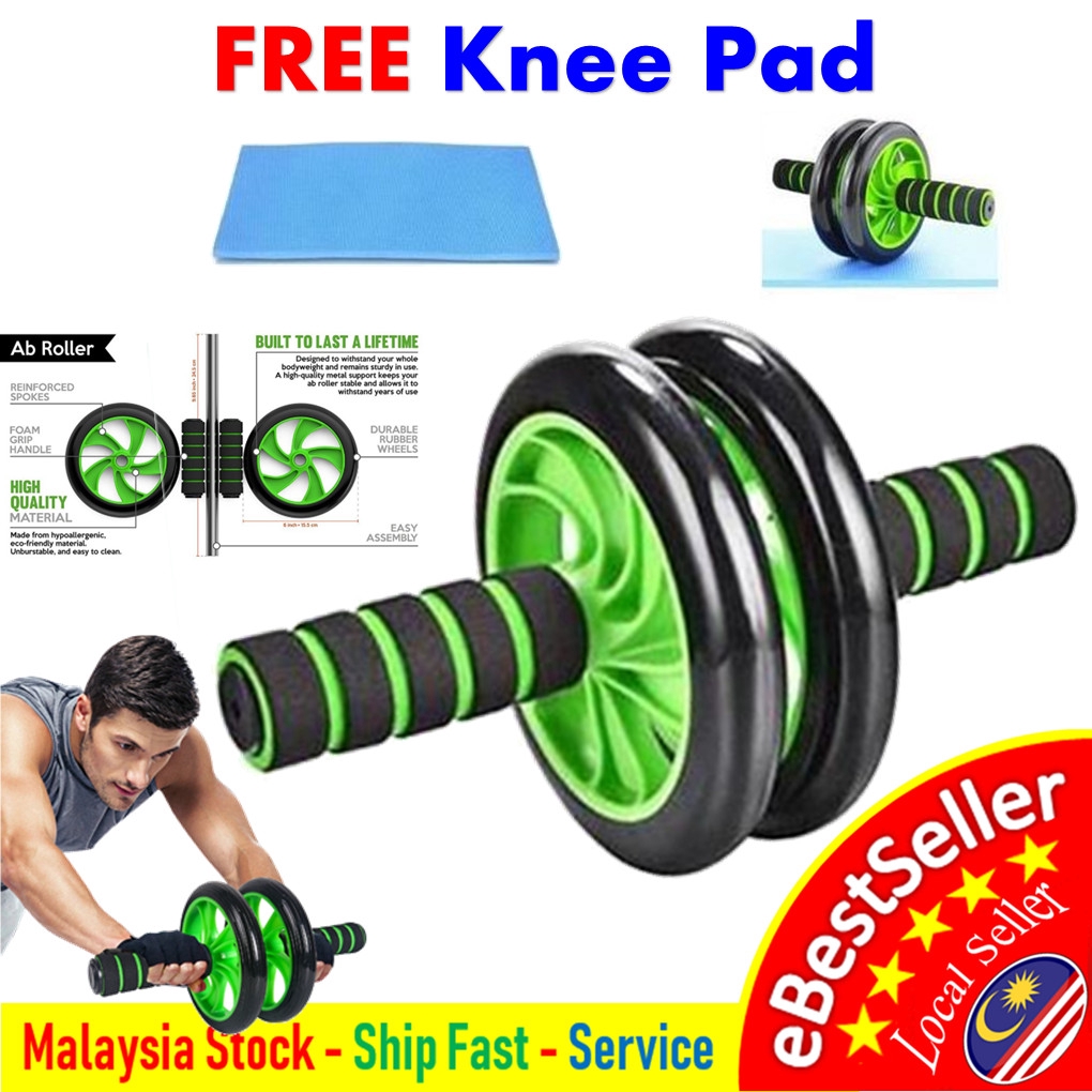 LIMITED ! Free Knee Mat Quality 2 AB ABs Wheel Roller Abdominal Muscle