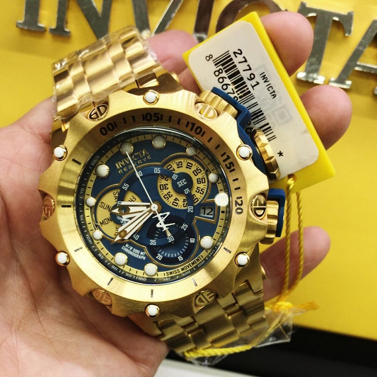 Invicta Gold Ghost Three Eyes Big Dial Steel Band Waterproof Quartz Men