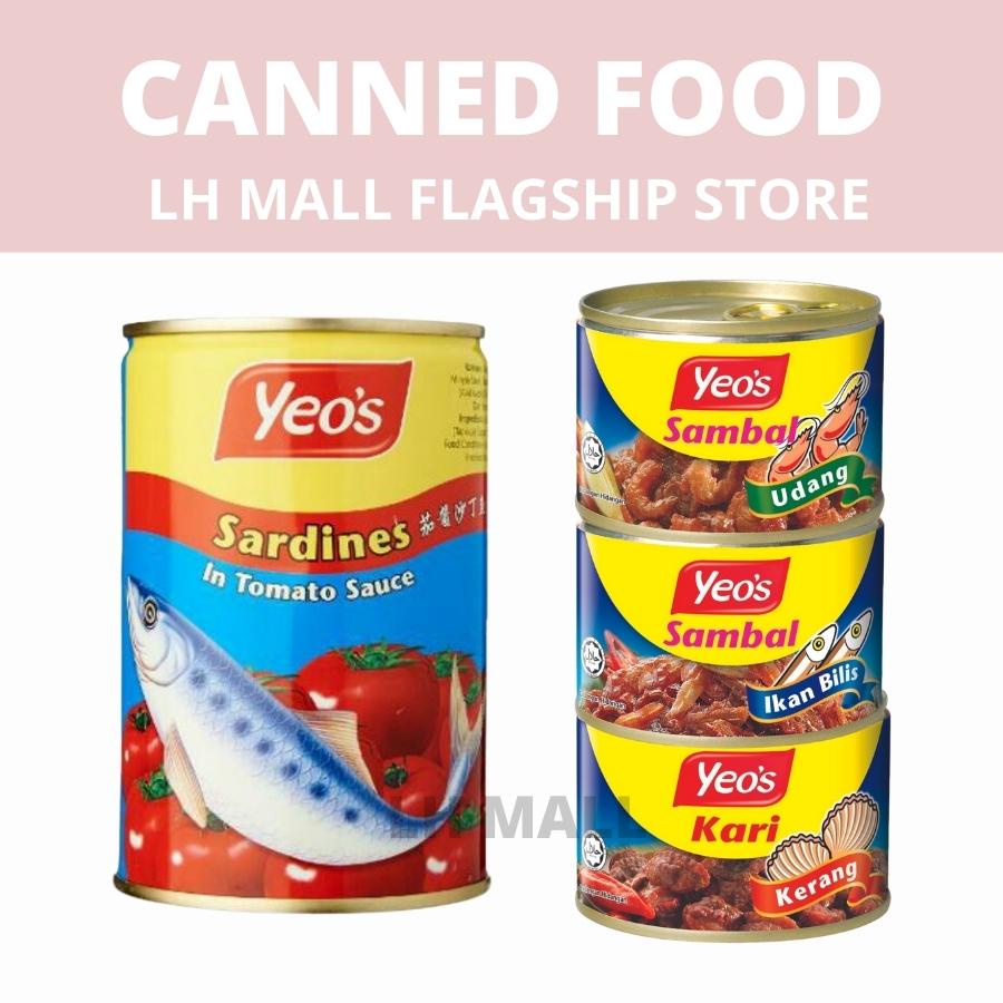 Yeo's Canned food ikan Bilis160g & Kari Kerang 160g & Prawn Sambal 160g & Sardines in Tomato