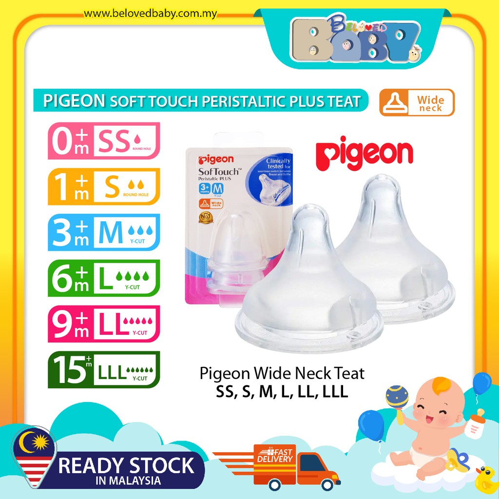 Pigeon Softouch Peristaltic Plus Wide Neck Teat/Nipple (SS, S, M, L, LL