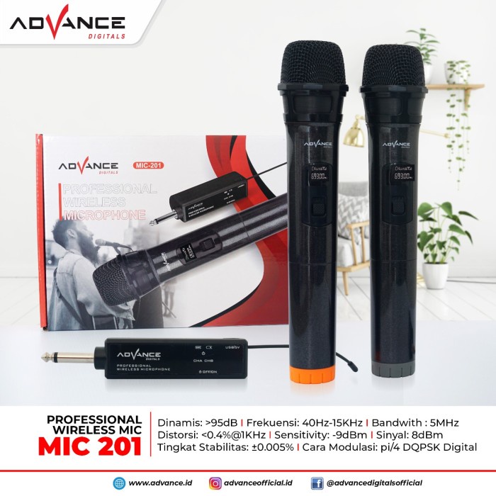 Cordless MIC/2M WIRELESS MIC/KARAOKE MIC/ADVANCE MIC201/DOUBLE ADVANCE