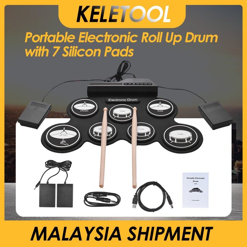 Electronic Drum USB Foldable Silicon Drums Set Size Digital Drum 7 Pads