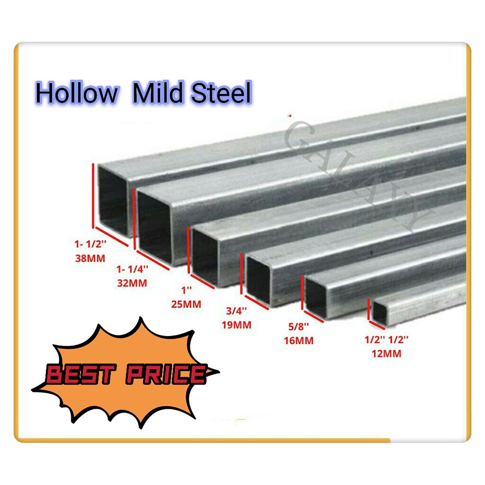 NEW MILD STEEL BESI HOLLOW(1" x 1")TICKNESS 1.OMM SQUARE HOLLOW(BESI) Shopee Malaysia