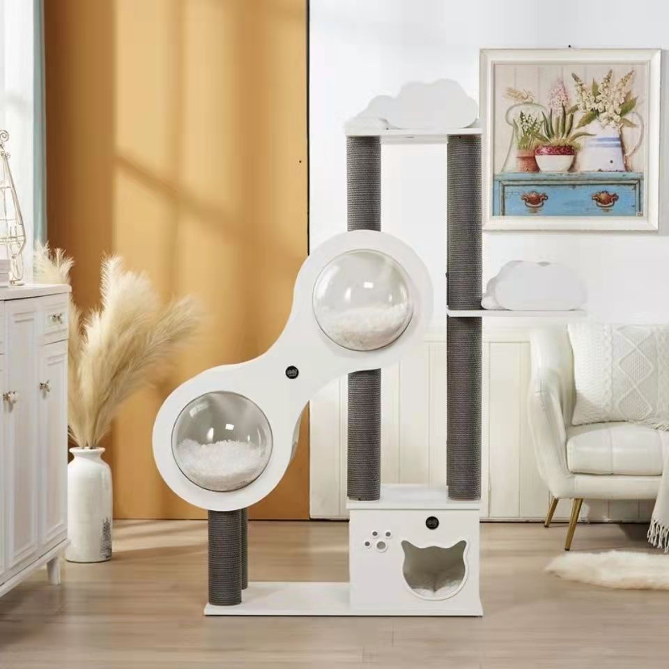 Cat Tree Play House Scratcher Tower Cats Wood Condo Wooden Bed Villa