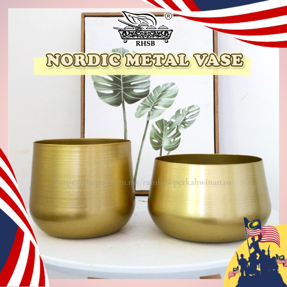 NORDIC IRON VASE / METAL VASE / MODERN FLOWER POT / GOLD VASE / PASU