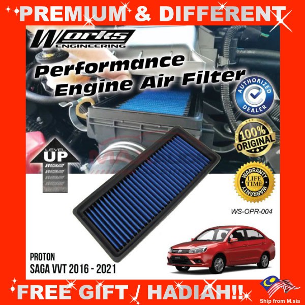 Car Air Filter PROTON SAGA VVT 2016 2022 WORKS ENGINEERING Performance Engine Fuel Saver