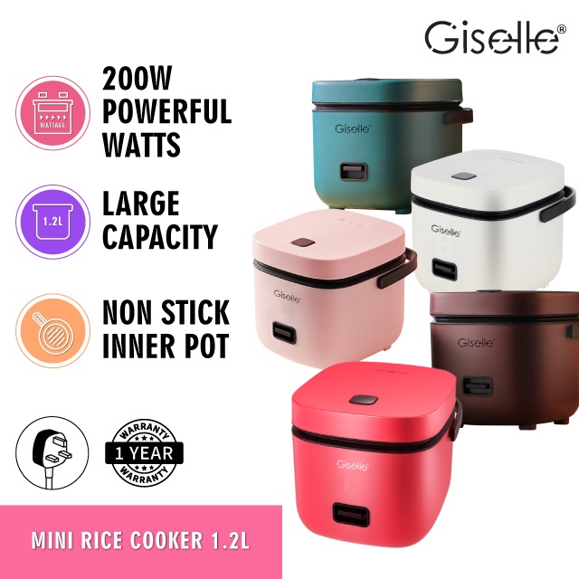 Giselle Mini Rice Cooker 1.2L with Nonstick Pot and Steamer 200W