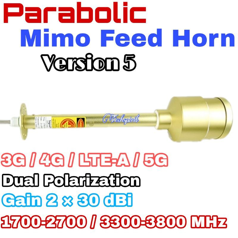Parabolic Mimo Feed Horn V5 • 2×30 dBi • 3G 4G LTEA 5G