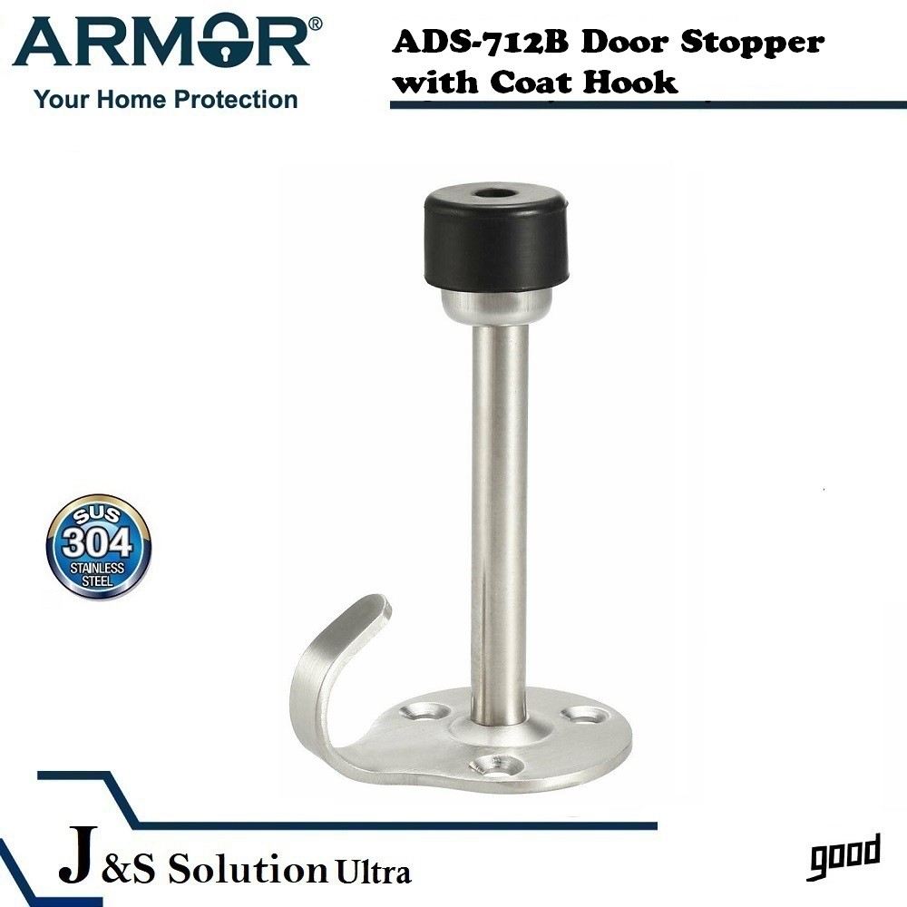 ARMOR ADS712B Stainless Steel Door Stopper with Coat Hook Shopee