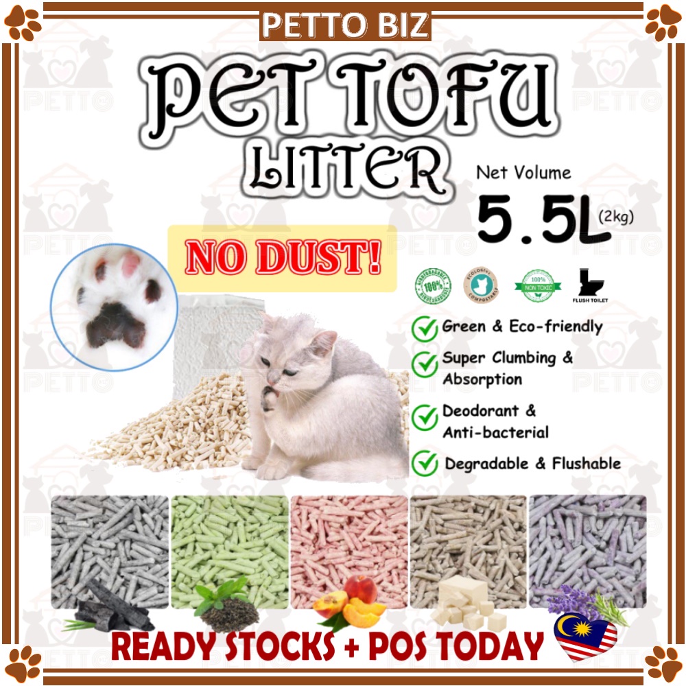 3mm Flushable Tofu Cat Litter 5.5L Pasir Kucing Tofu Wangi Cat Litter
