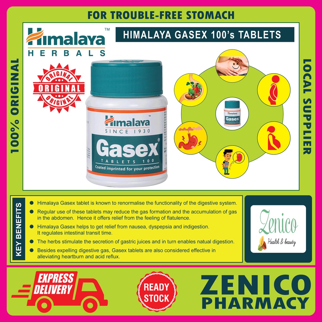 100 ORIGINAL]Himalaya Gasex Tablet (For Digestive Disorder) Improves