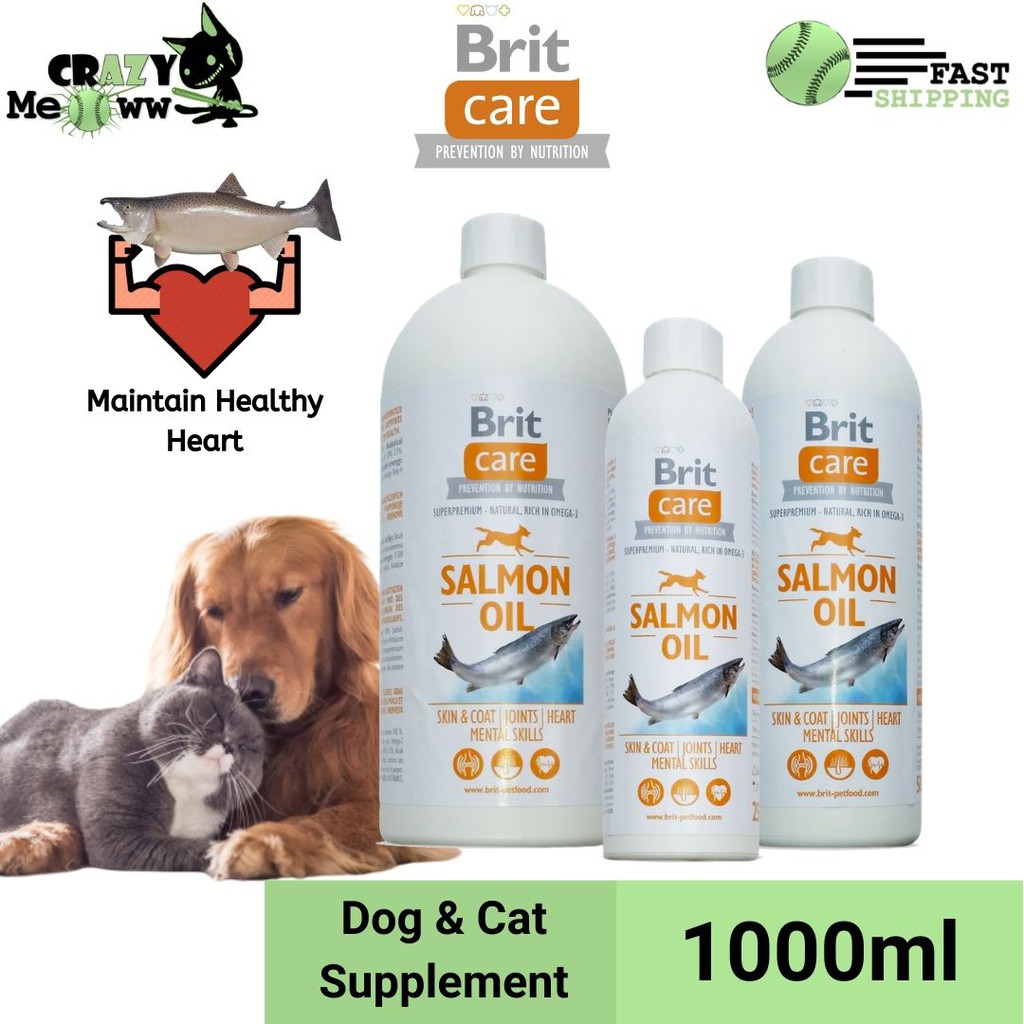 Brit Care Salmon Oil For Dogs & Cat 1000ml (Pet Supplement, Salmon Oil Supplement, Skin & Coat