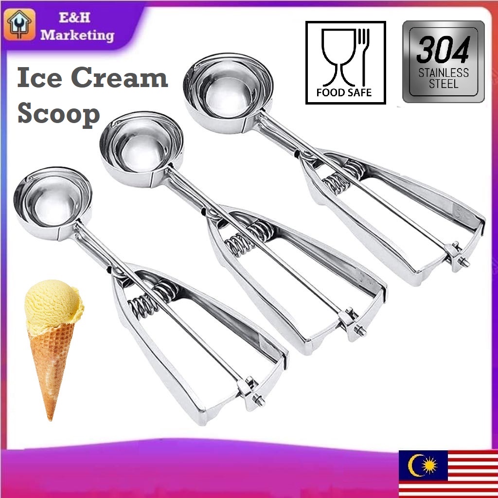 Stainless Steel Ice Cream Scoops 4cm, 5cm, 6cm, Cookie Scoops Set 3 for