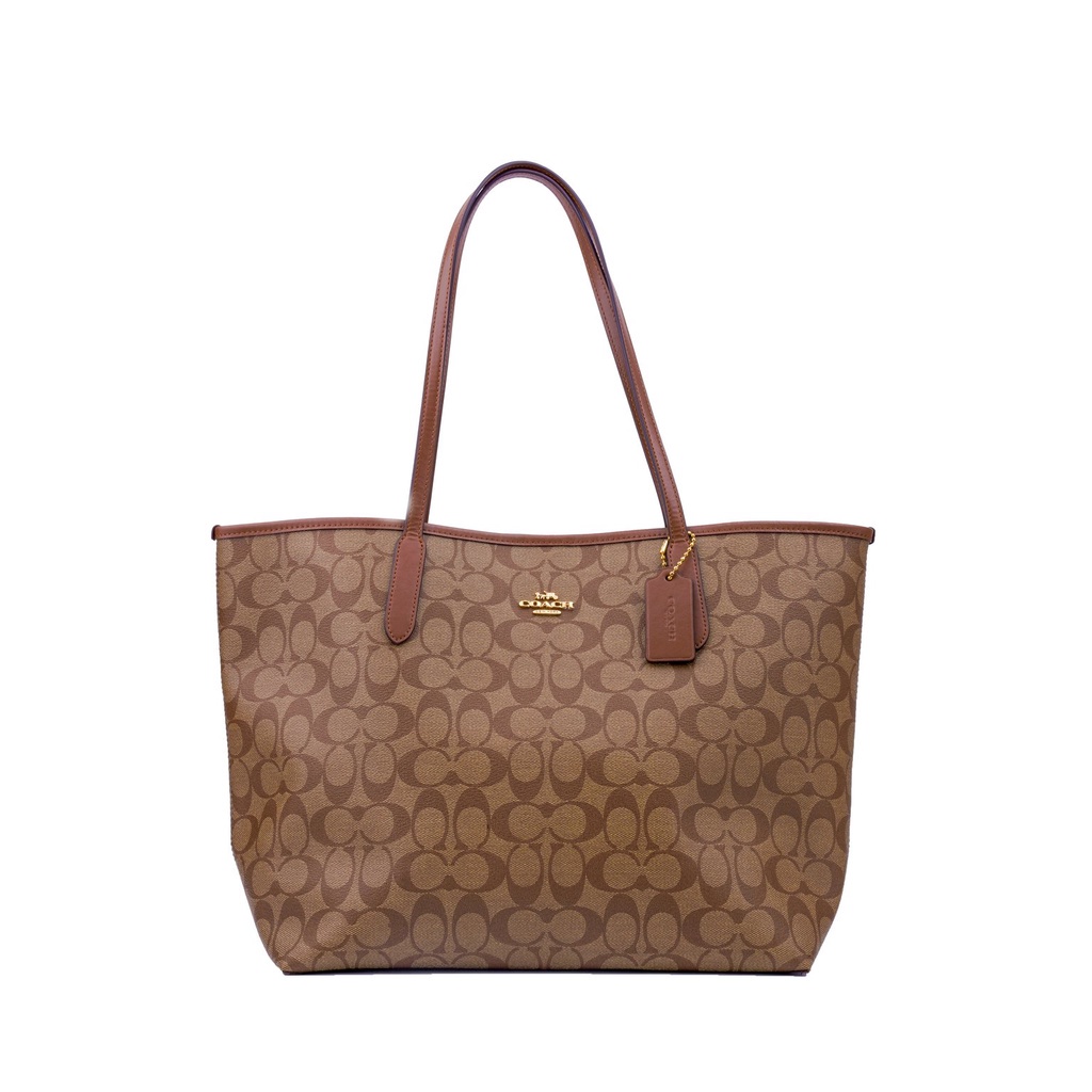 Coach Open City Tote In Signature Khaki Saddle Shopee Malaysia