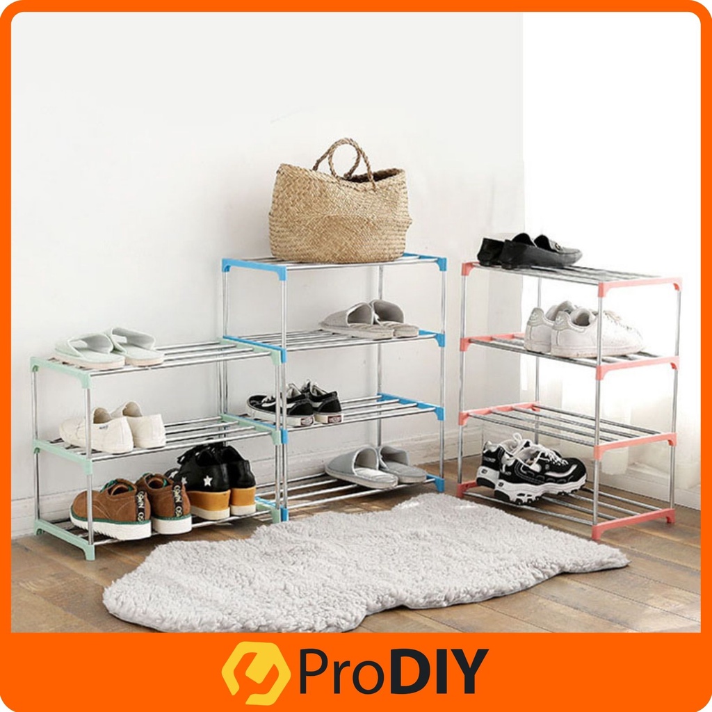 Metal tube Shoe Rack 4 / 5 Tier lightweight easy to assemble shoe rack