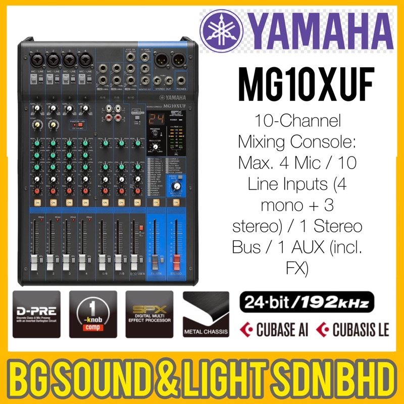 YAMAHA MG10XUF 10Channel Mixing Console Max. 4 Mic / 10 Line Inputs