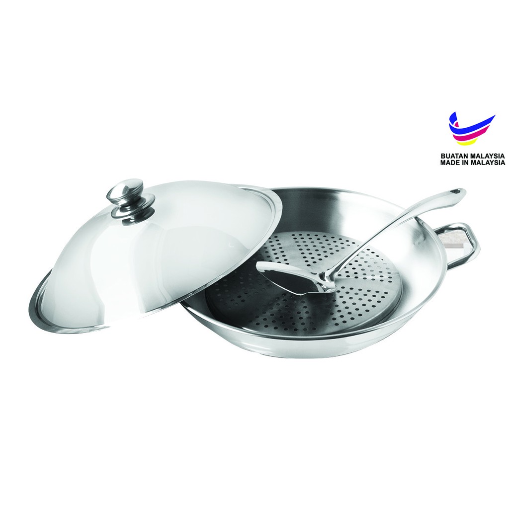 Home+Plus Cookware Stainless Steel Wok Set Shopee Malaysia