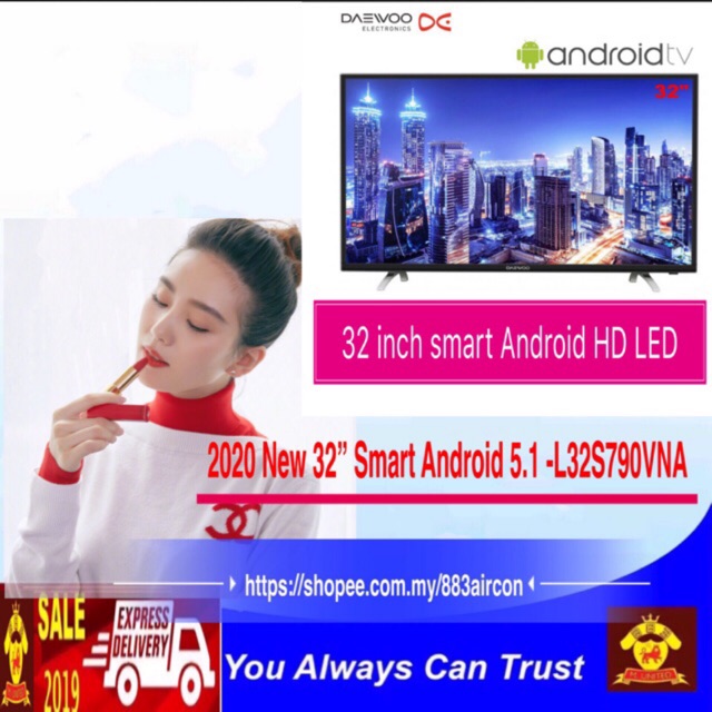 2020 New DAEWOO 32” Smart Android LED TV ( WiFi built in ) & digital