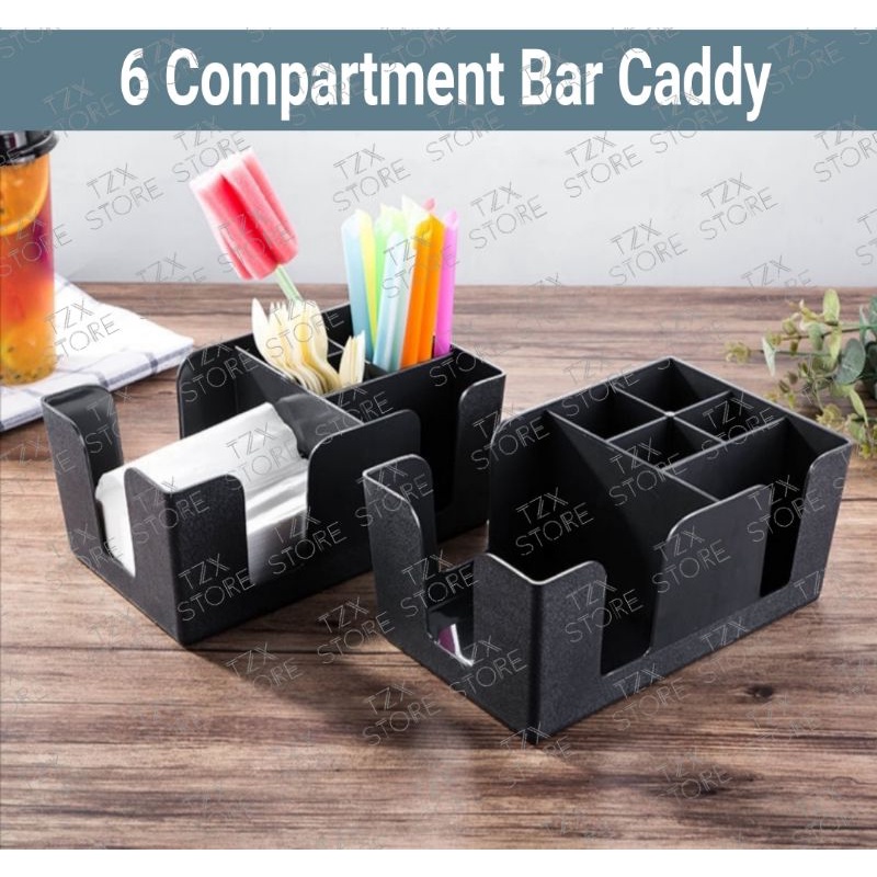 6 Compartment Plastic Bar Caddy Storage Rack Shopee Malaysia