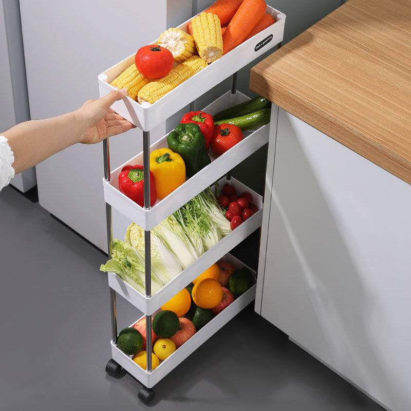 2/3/4/5 Layer Gap Kitchen Storage Rack Moveable with wheels Space