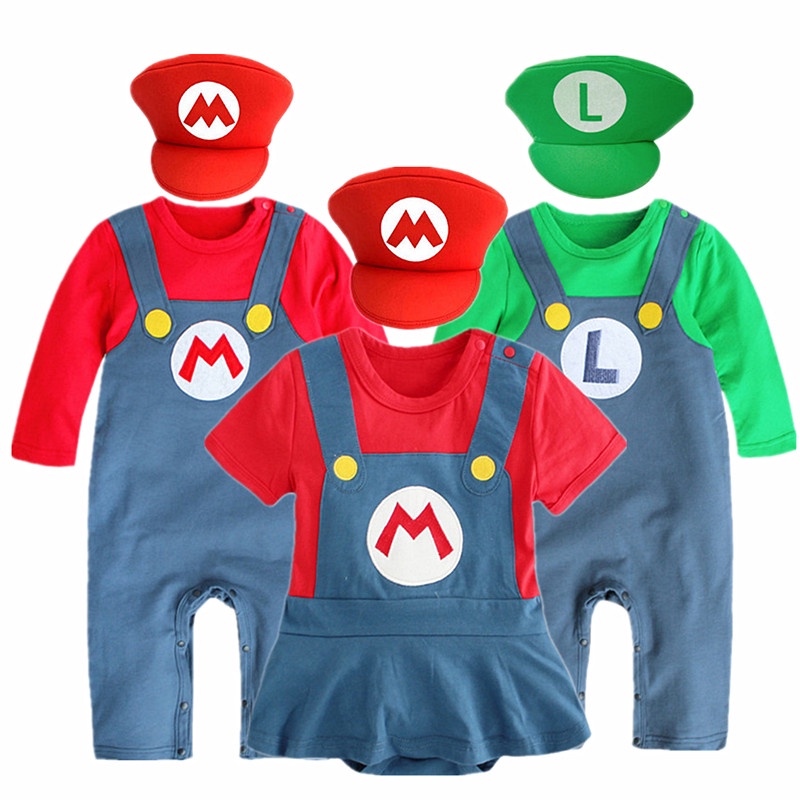 Baby Mario Costume Toddler Cotton Jumpsuit Button Luigi Brothers Costume Shopee Malaysia