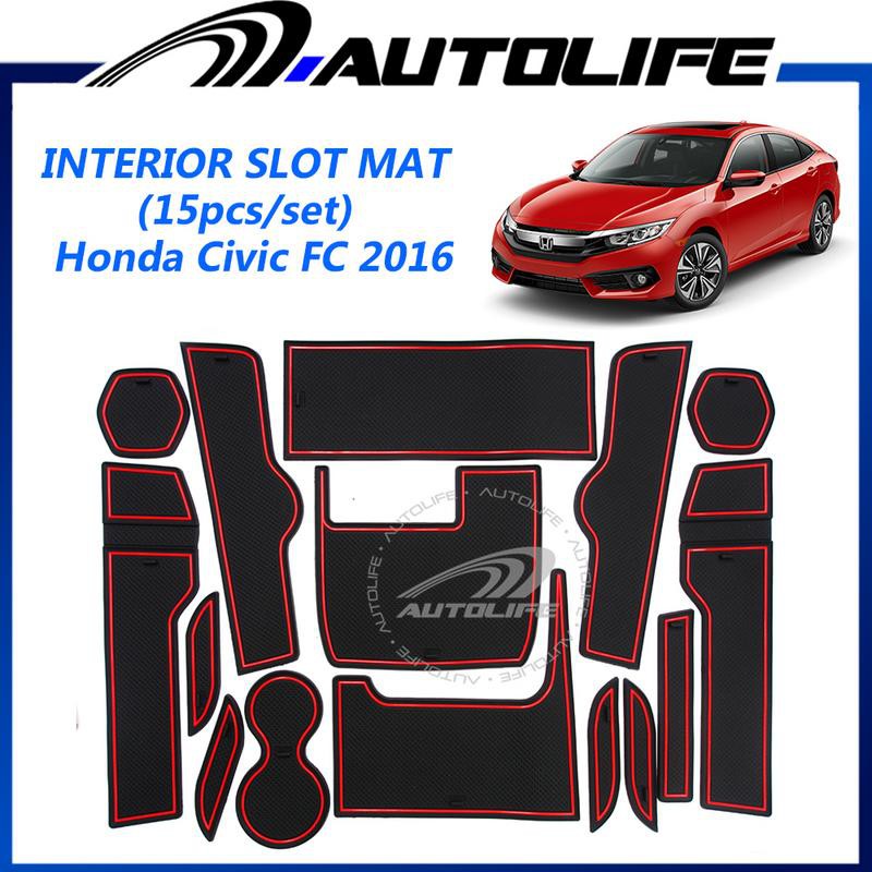Honda Civic 2016 Interior Slot Mat/Storage Tank Pad Car Styling (15pcs