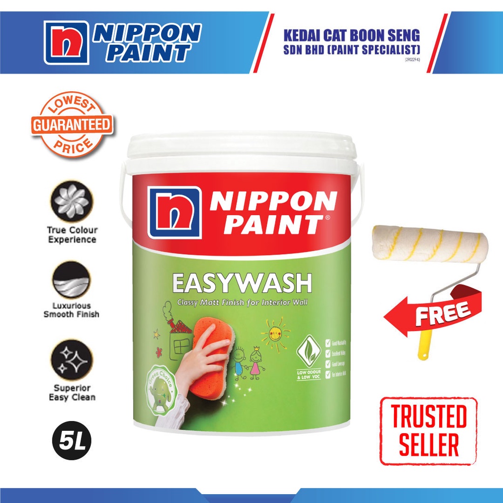 Nippon Paint Easy Wash White 5L Interior wall paint Cat Nippon Cat
