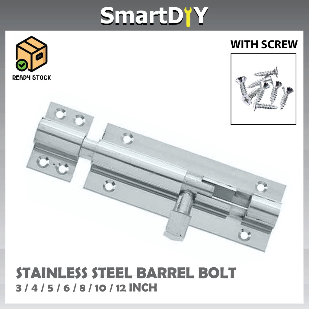 Stainless Steel Door Bolt Latch Lock Tower Bolt Chrome Shopee Malaysia