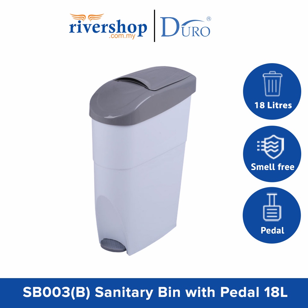 DURO Sanitary Bin with Pedal 18L / Sanitary Dustbin Grey / Garbage