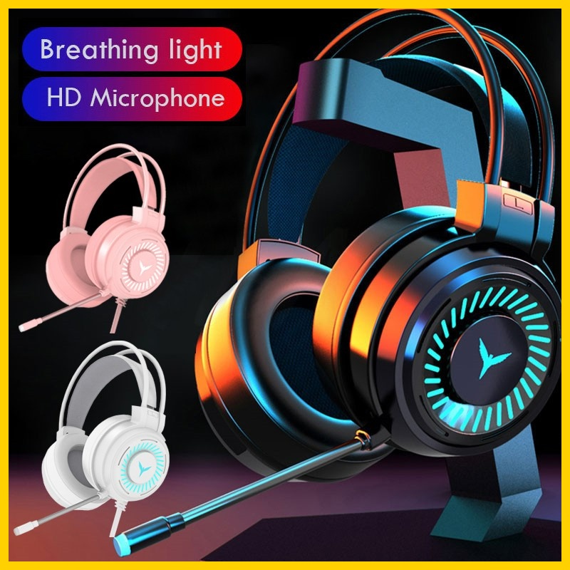 Gamer Headphones with Mic PC Professional Gaming Headset USB Wired