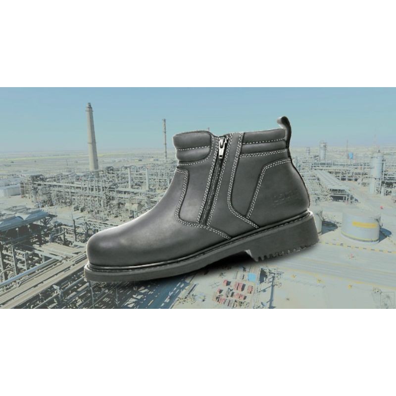 OSCAR SAFETY BOOT 1812 BLACK Mid Cut Zipped Leather Safety Boot (ASTM