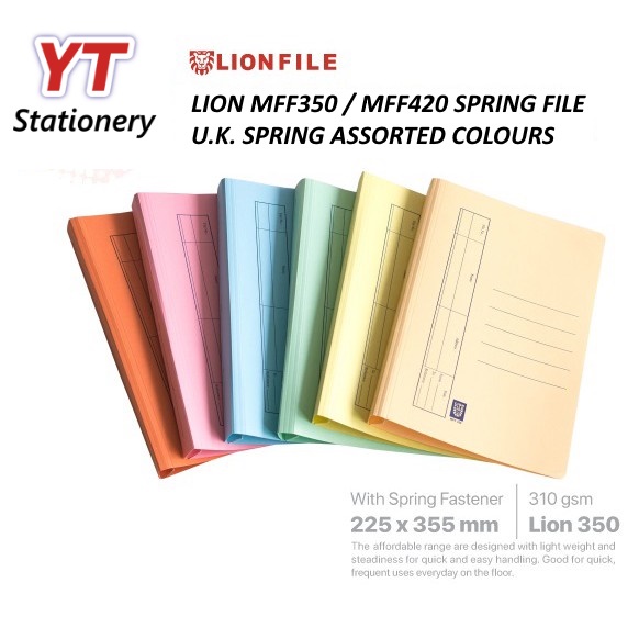 Lion File MFF350 / MFF420 Spring Flat File ( MULTIPLE COLORS ) Shopee