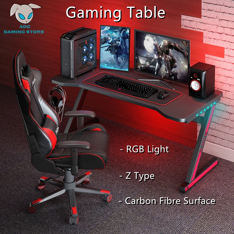 🔥Gaming Table Computer Table Desktop Home Computer Table RGB Light Meja