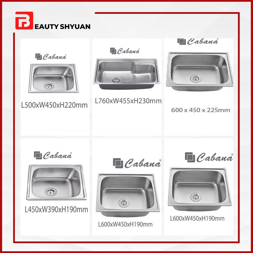 [MULTIPLE CHOICES] CABANA Single Sink Sinki Dapur Top Mount Sink