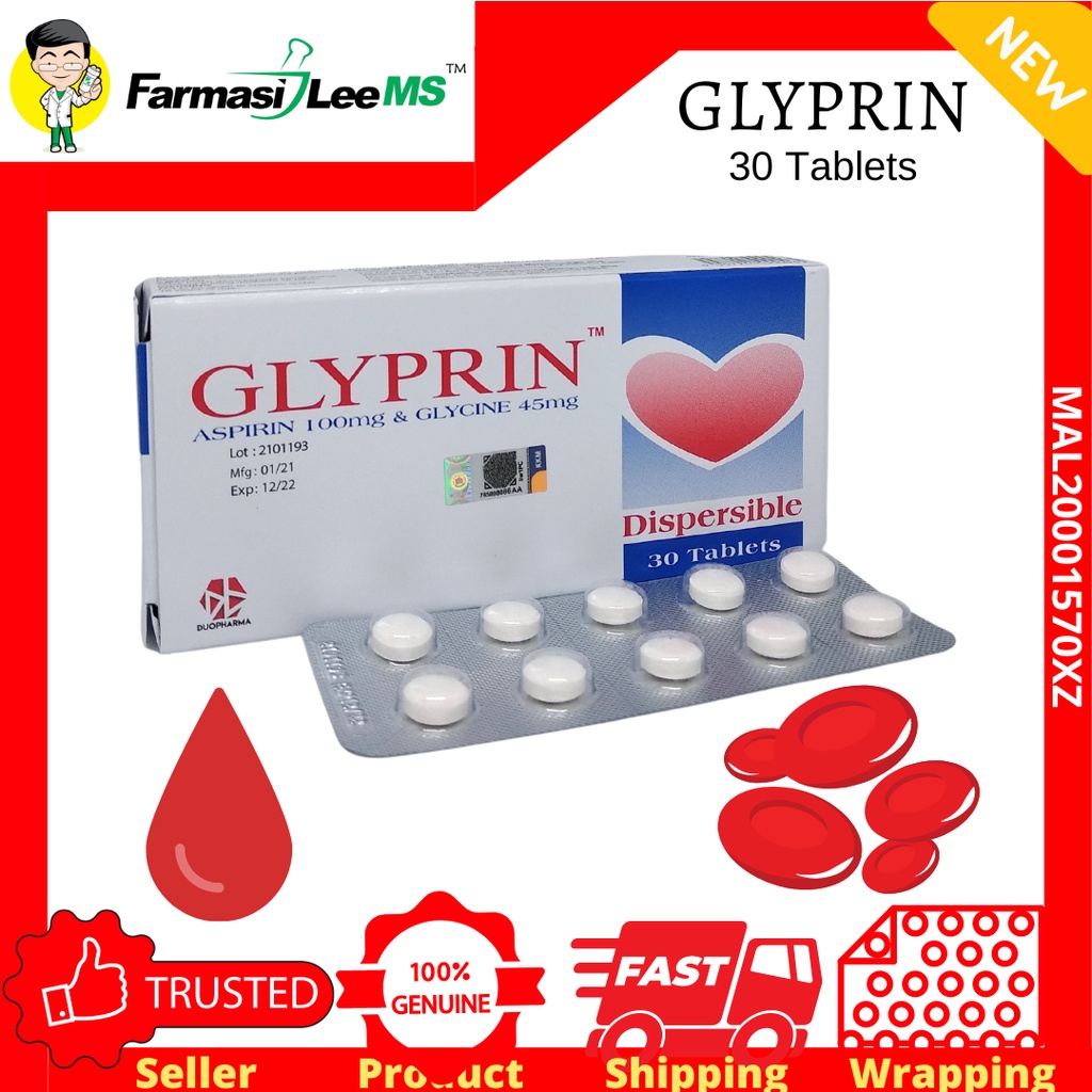 Glyprin Aspirin 100mg Glycine 45mg 30s (Exp 12/2022) Shopee Malaysia