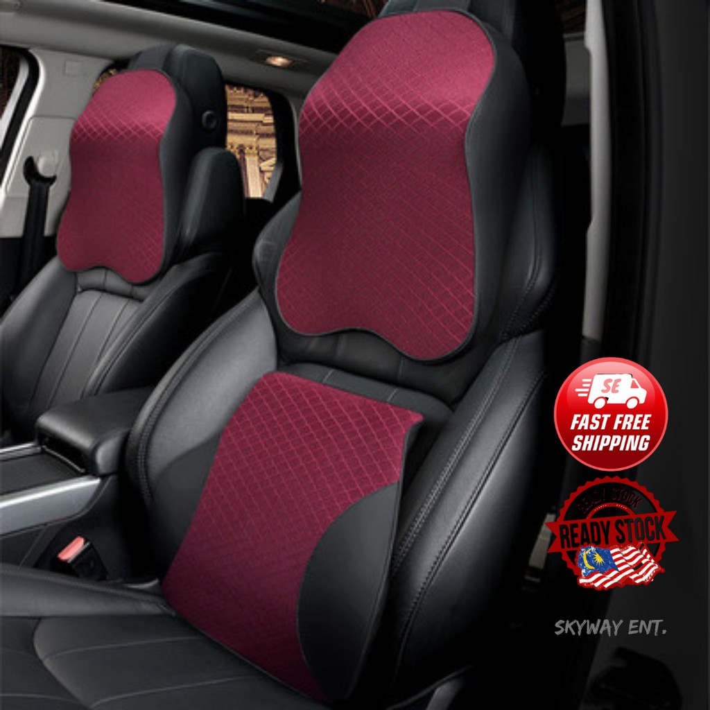 CAR SEAT MEMORY FOAM TRAVEL HEADREST AND LUMBAR BACK SUPPORT Shopee