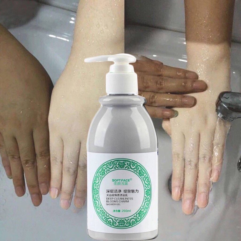 White Volcanic Mud Body Wash Whitening, putihkan kulit dengan cepat dan