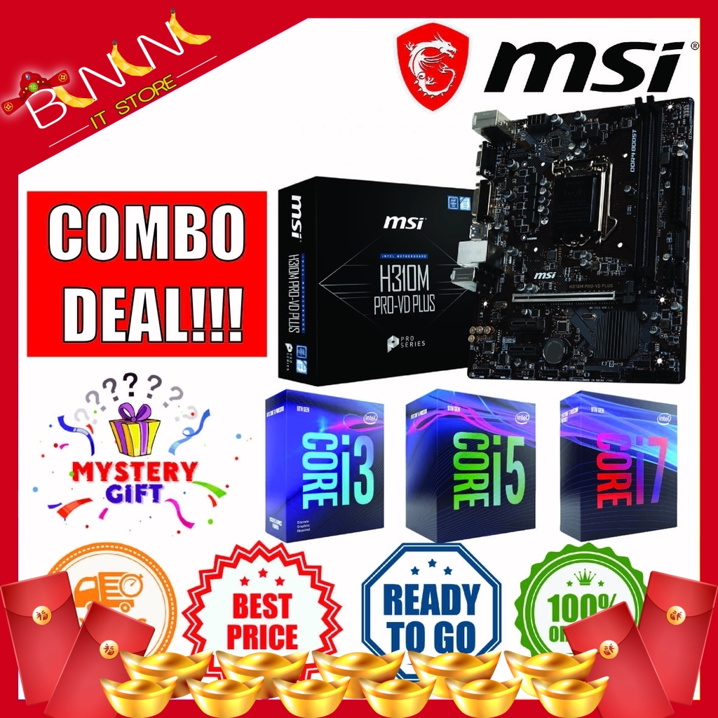 MSI H310M PROVH PLUS INTEL MOTHERBOARD + INTEL CPU COMBO PROMO I3